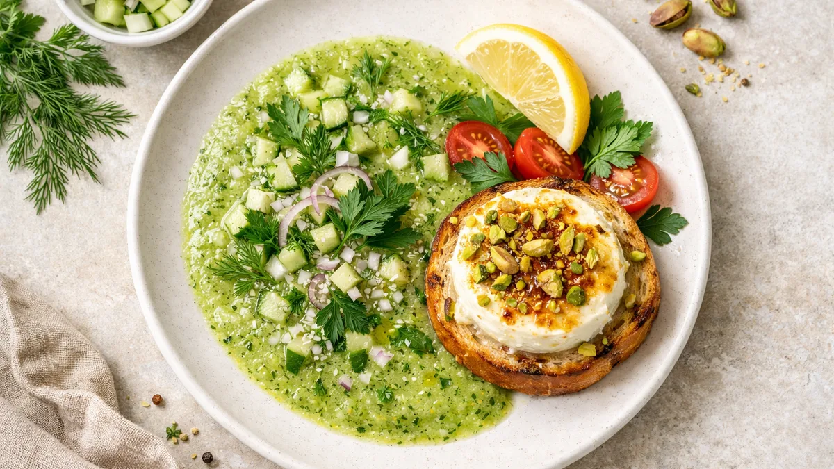 Gaspacho de concombre aux herbes