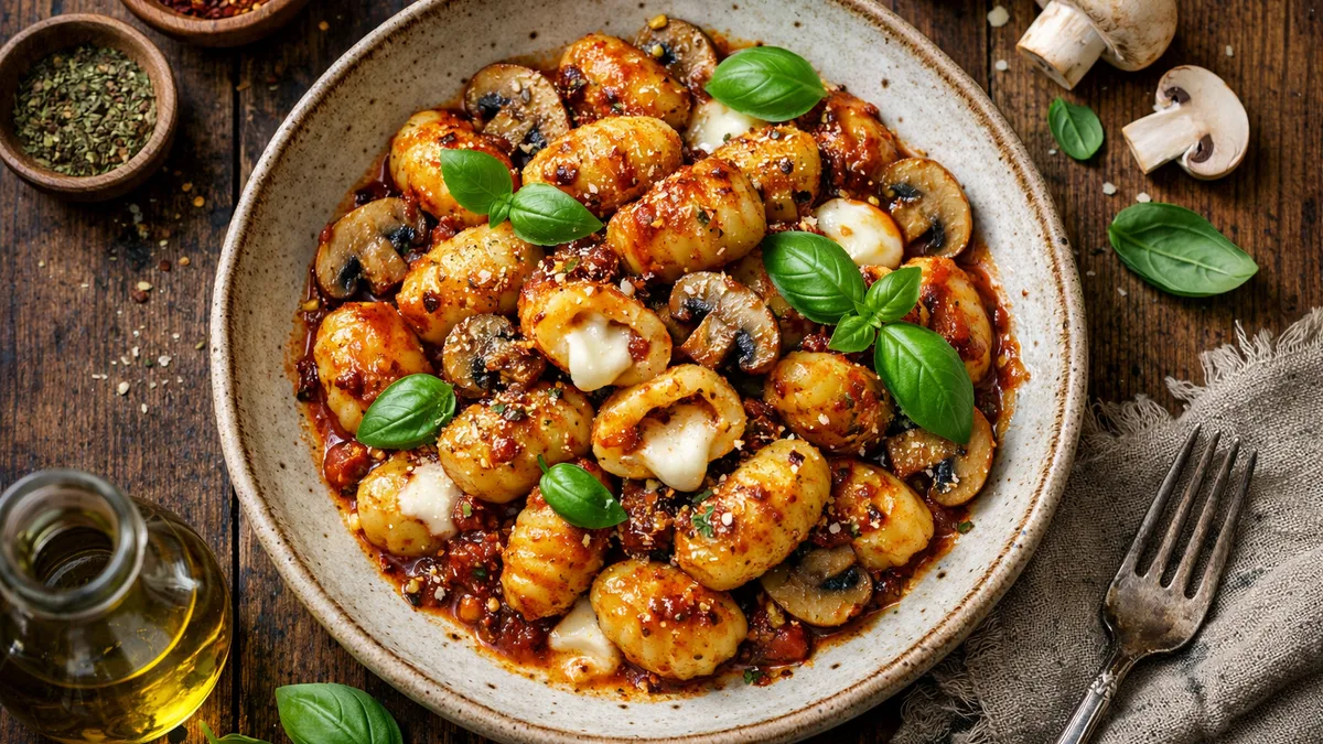 Gnocchi al funghi & mozzarella