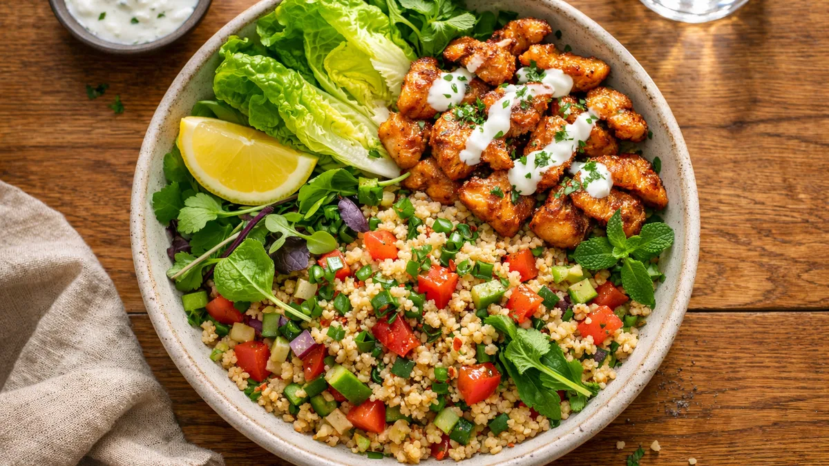 Gyros de poulet et taboulé épicé