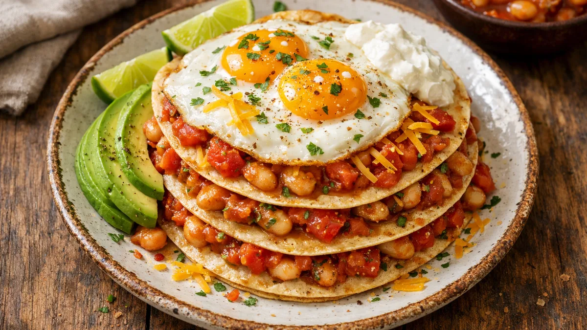 Huevos rancheros aux haricots blancs épicés