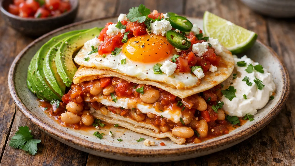 Huevos rancheros aux haricots blancs épicés