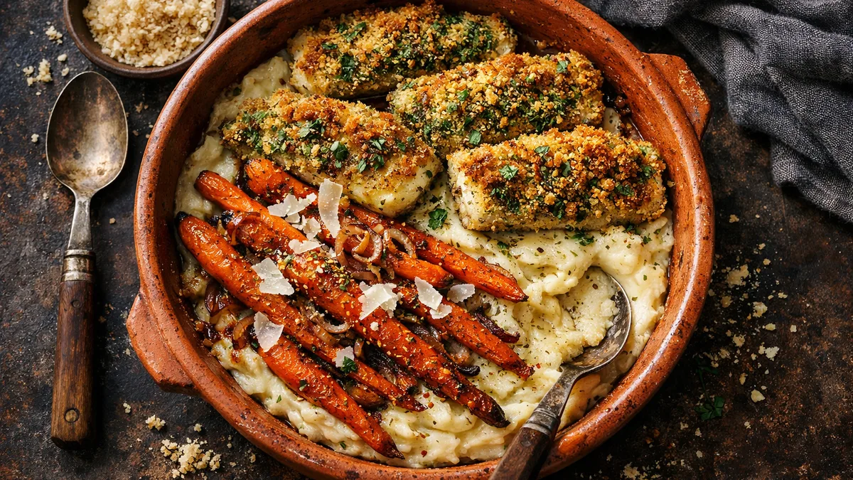 Lieu noir pané au pesto & purée