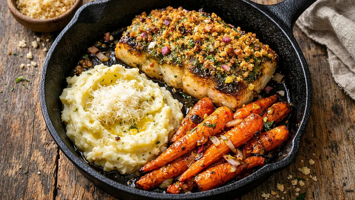 Lieu noir pané au pesto & purée