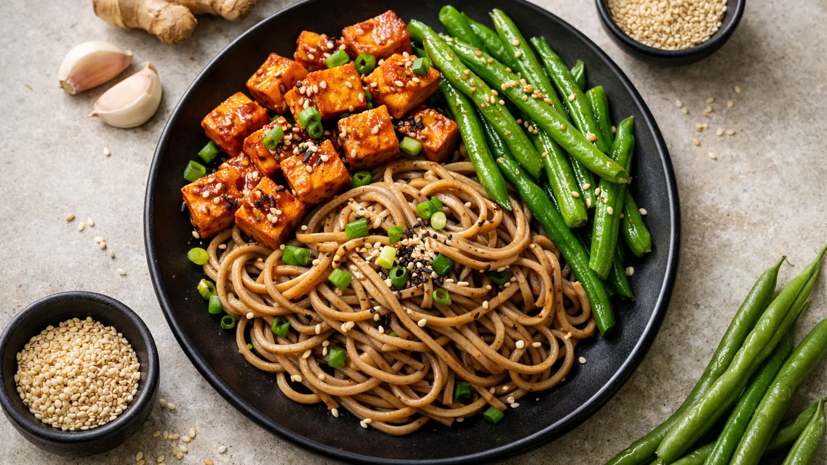 Nouilles de sarrasin et tofu épicé
