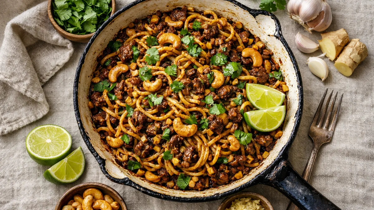 Nouilles sautées au bœuf haché