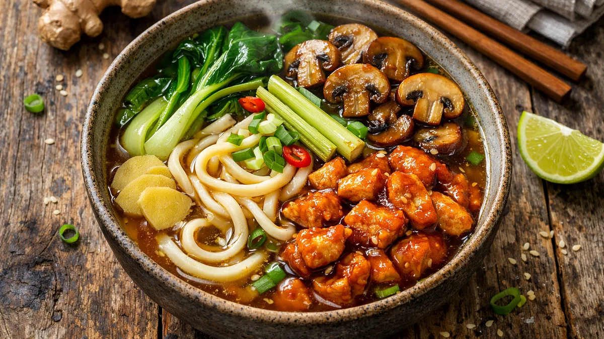 Nouilles udon et poulet aigre-doux