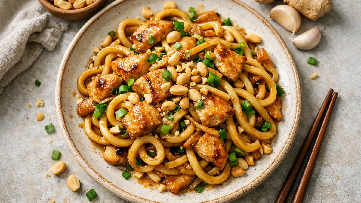Nouilles udon sautées au poulet