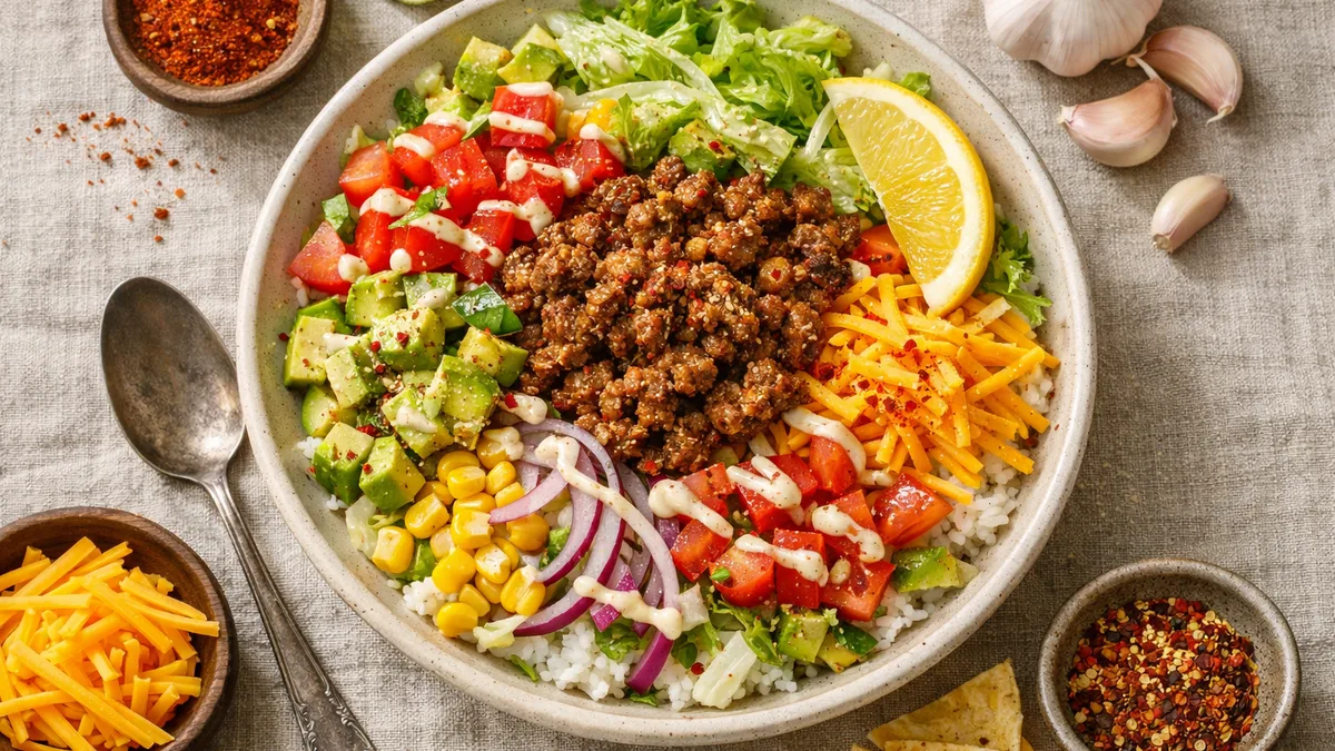 Okinawa taco rice : salade de riz nippone