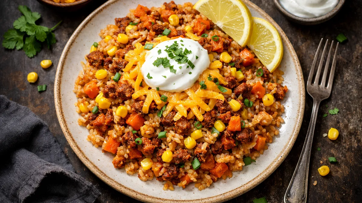 One-pot Tex-Mex : chorizo, riz & cheddar