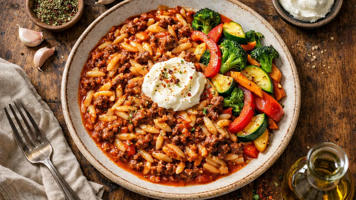 Orzo au bœuf haché épicé & fromage italien
