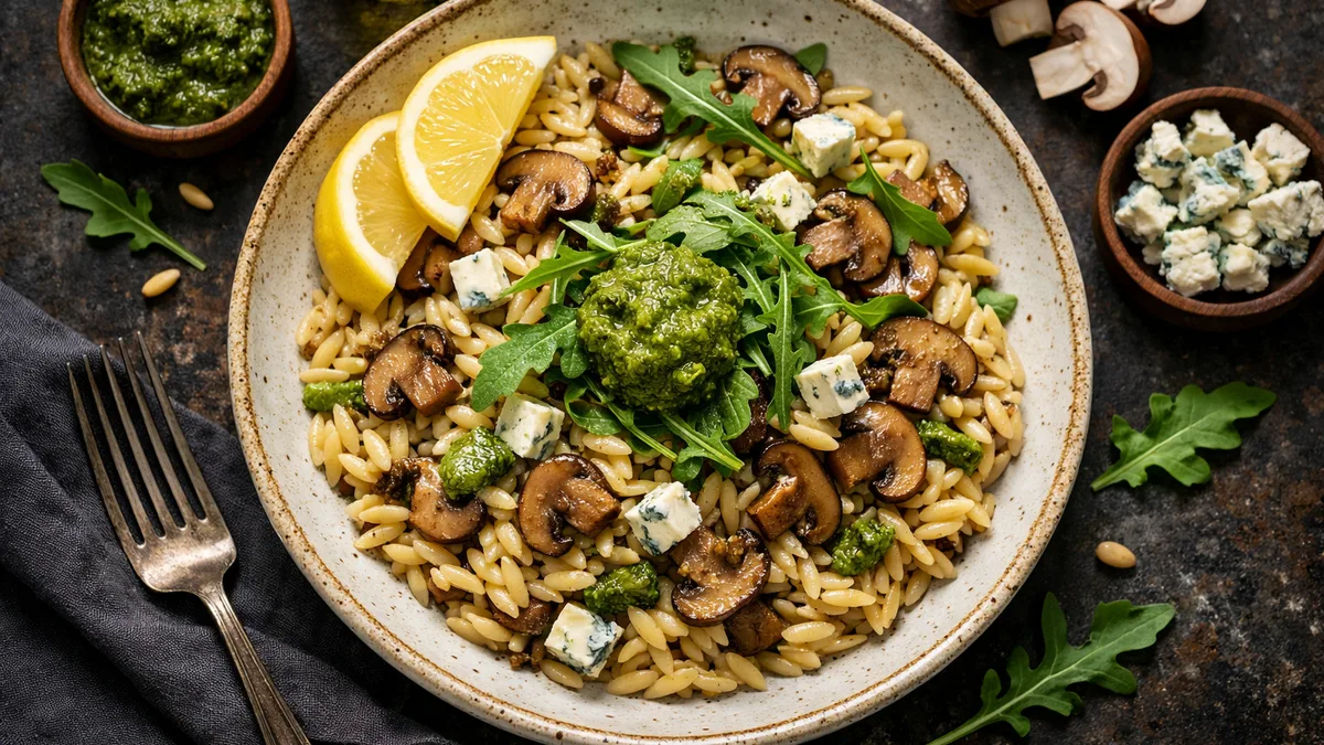 Orzo aux champignons et au danablu