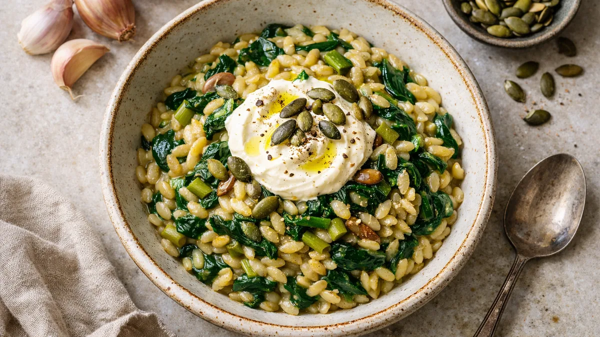 Orzotto aux épinards & poireau
