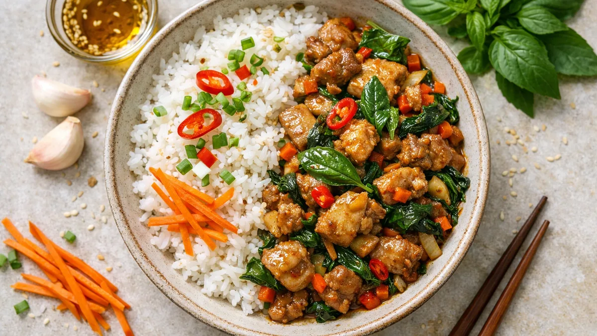 Pad Kra Pao Gai : poulet épicé au basilic thaï