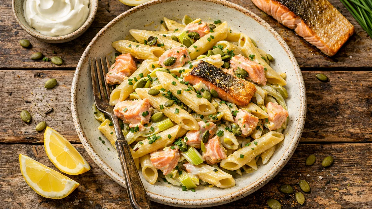Penne au saumon et à la crème