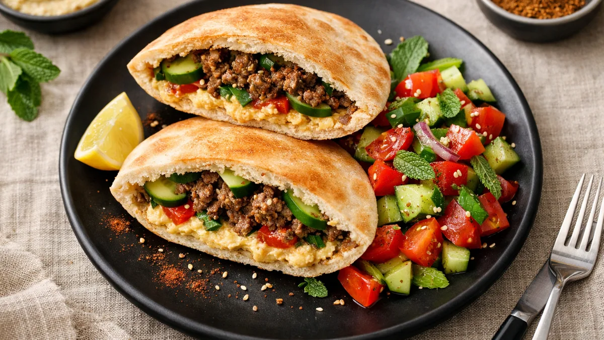 Pitas au bœuf haché & houmous