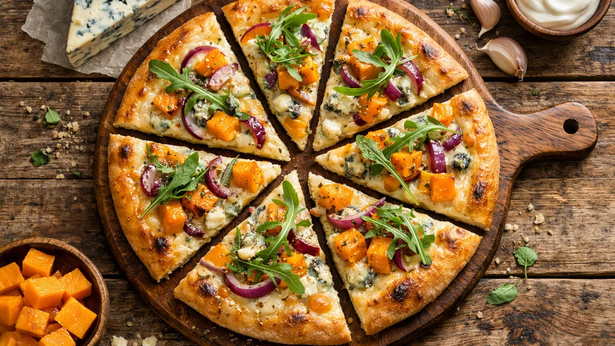 Pizza base courge et bleu d'Auvergne