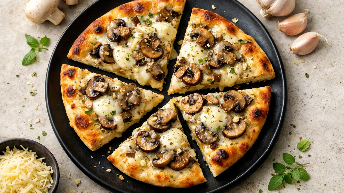 Pizza bianca aux champignons