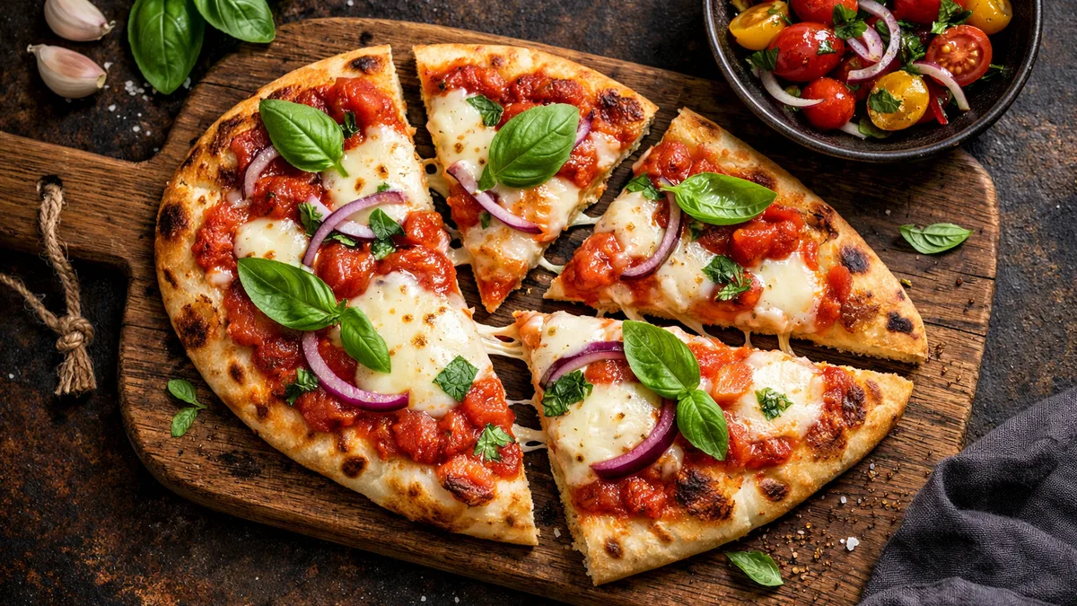 Pizza Margherita sur pain naan