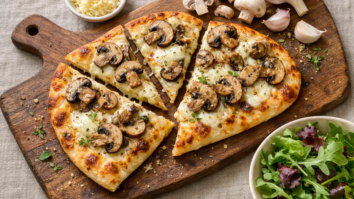 Pizza mozzarella & champignons poêlés