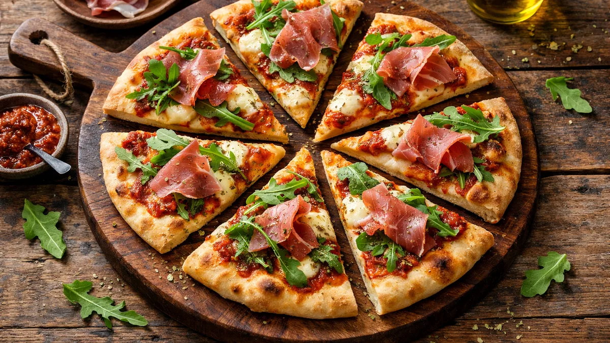 Pizza naan au jambon sec & fior di latte