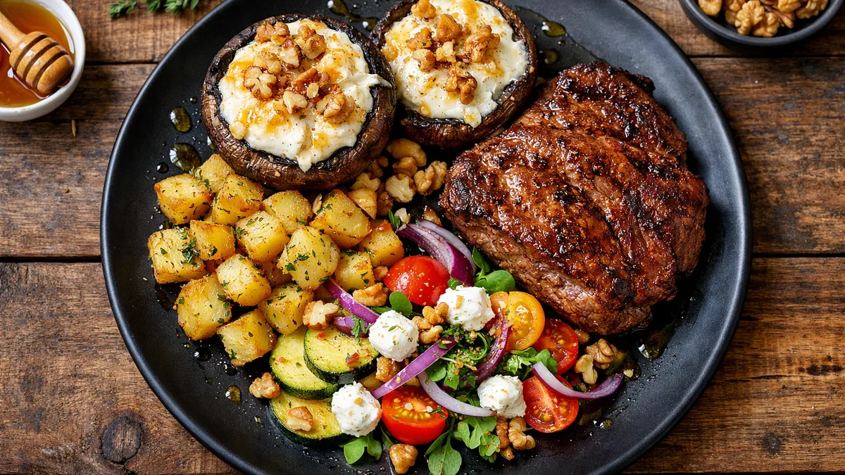 Portobello au fromage de chèvre cuit au four
