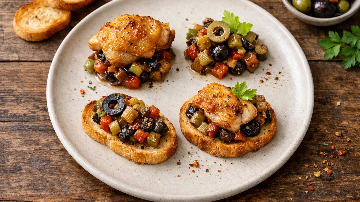 Poulet doré & légumes façon caponata sicilienne