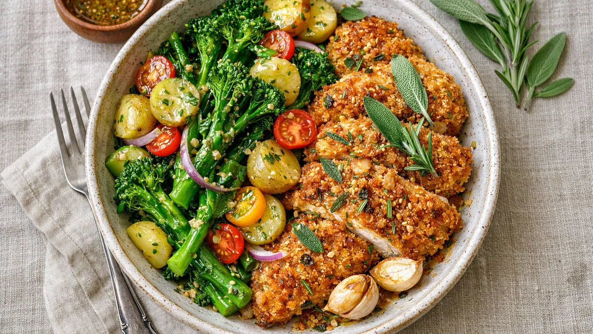 Poulet pané à la sauge & au romarin