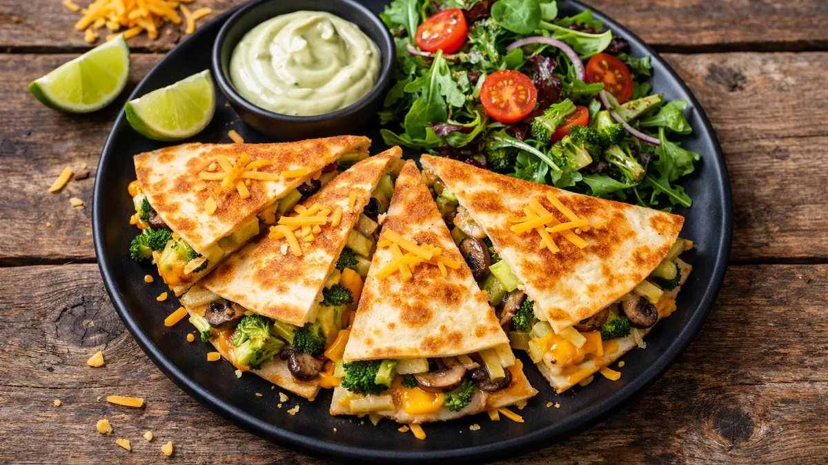 Quesadilla aux légumes et au cheddar
