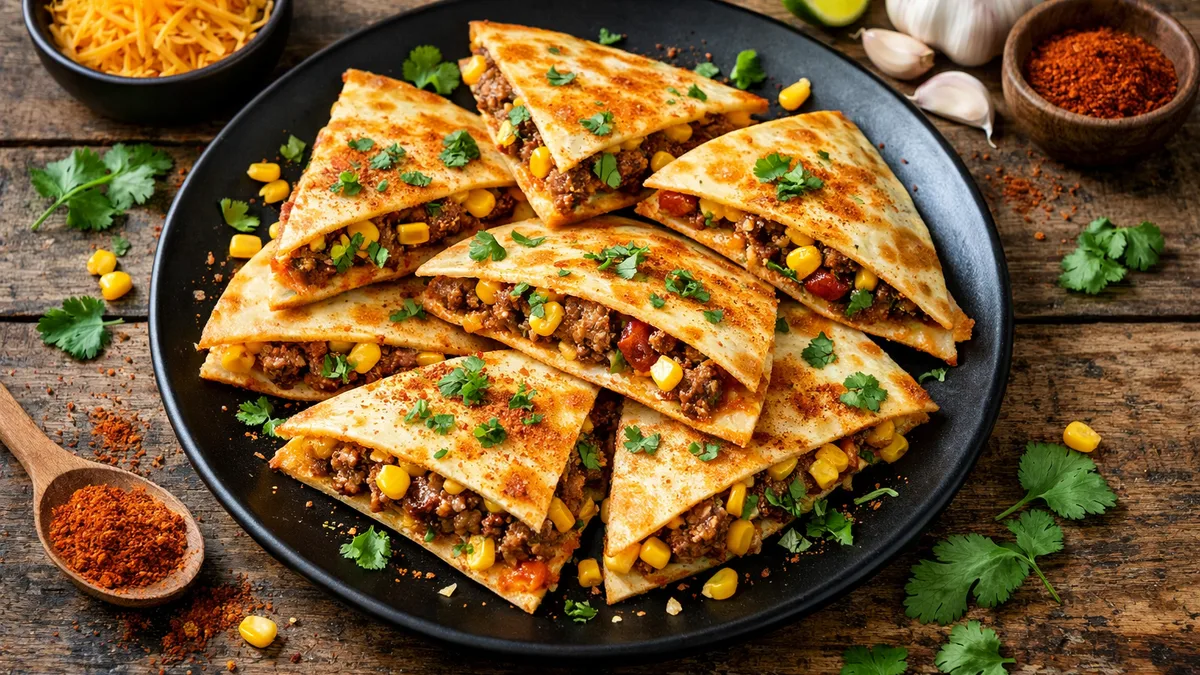 Quesadillas mexicaines bœuf & cheddar