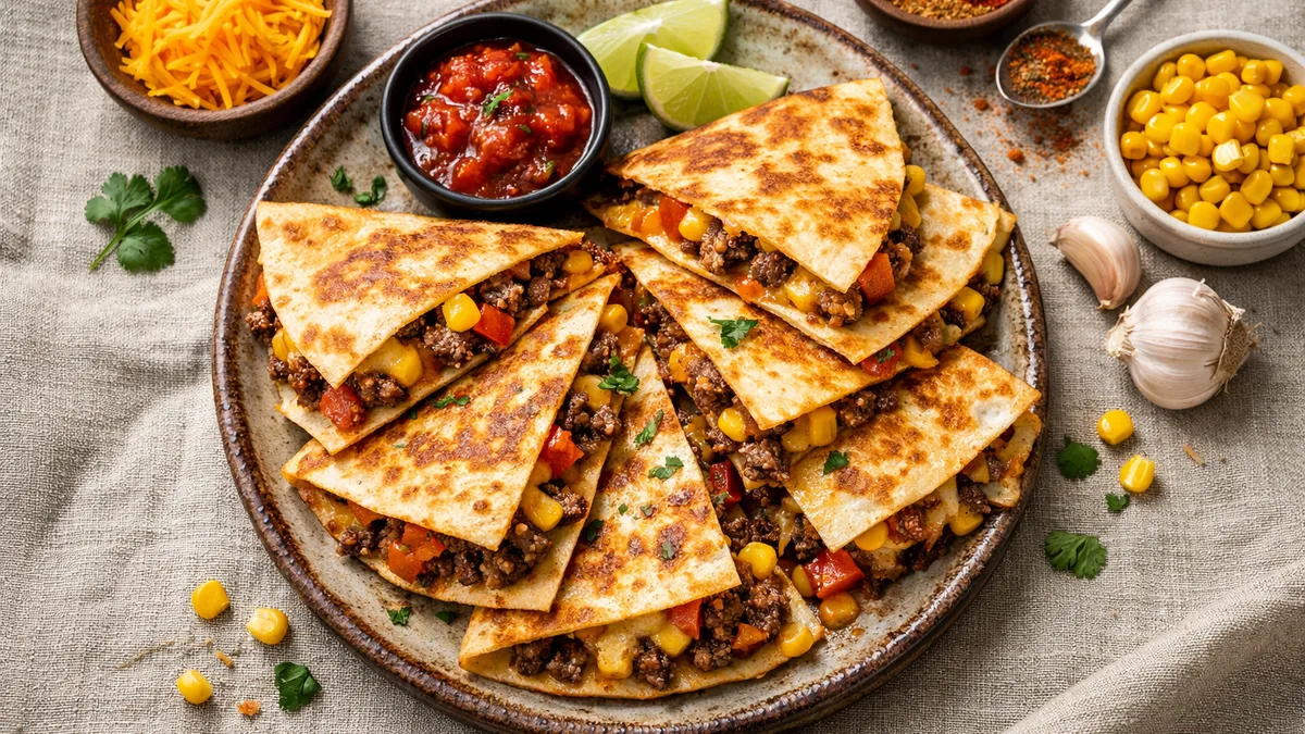 Quesadillas mexicaines bœuf & cheddar