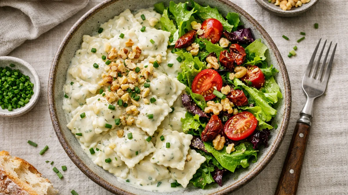 Ravioles du Dauphiné, crème ciboulette