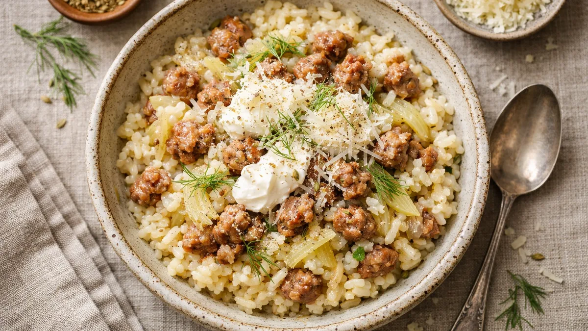 Risotto gourmand au fenouil & saucisse