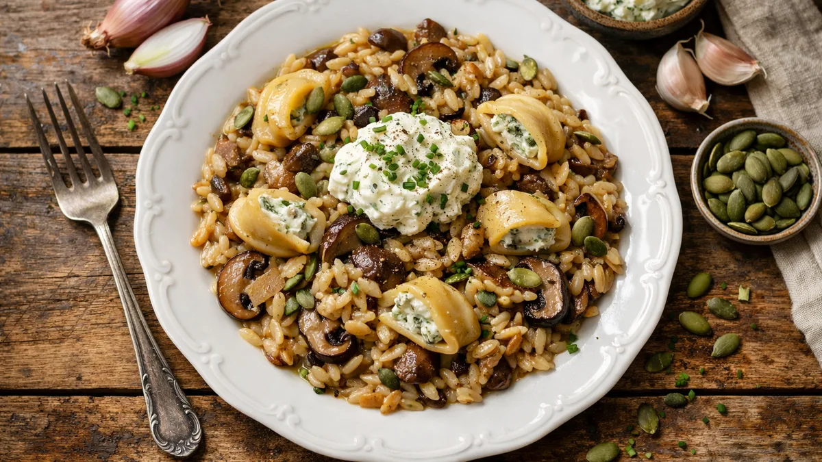 Risotto d'orzo aux champignons
