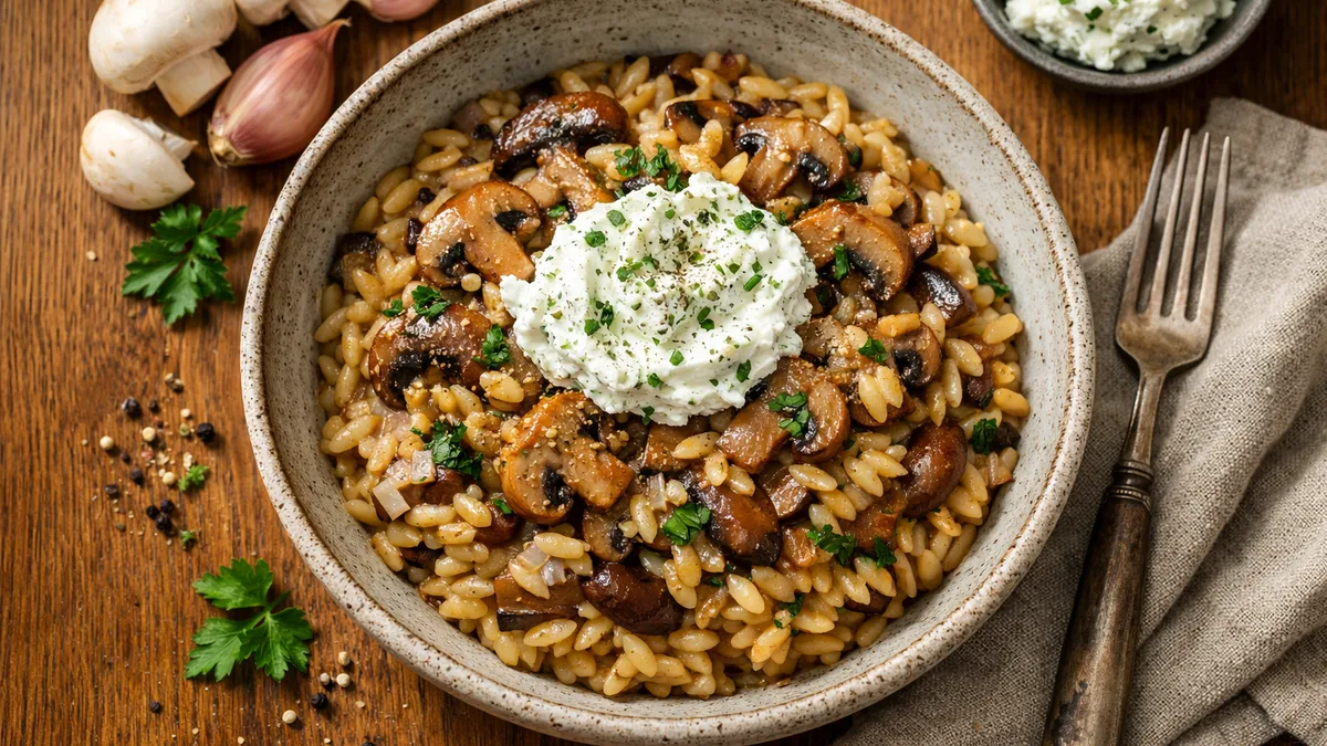 Risotto d'orzo aux champignons