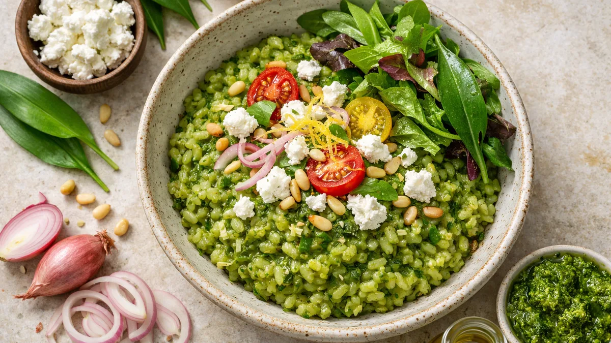 Risotto au pesto d'ail des ours maison