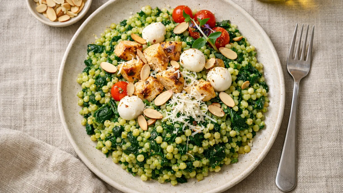 Risotto verde de couscous perlé