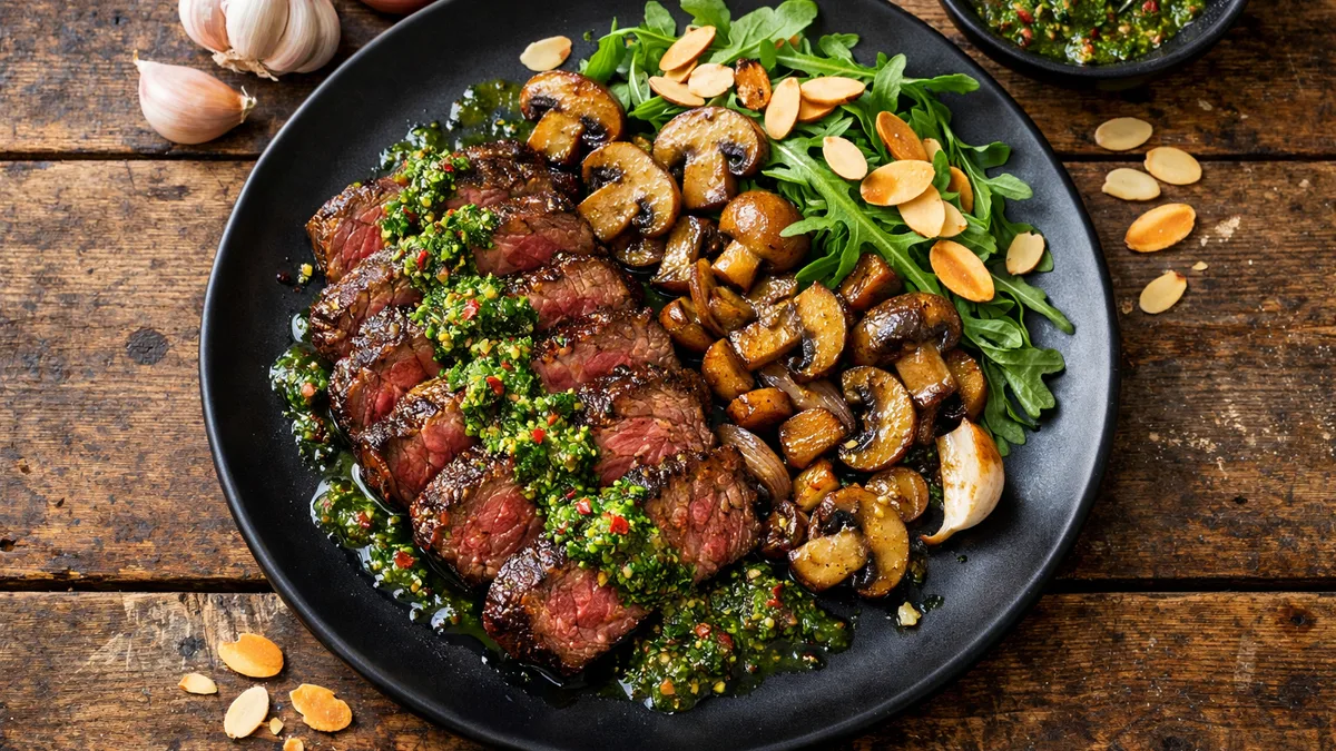 Rumsteak charolais & sauce chimichurri