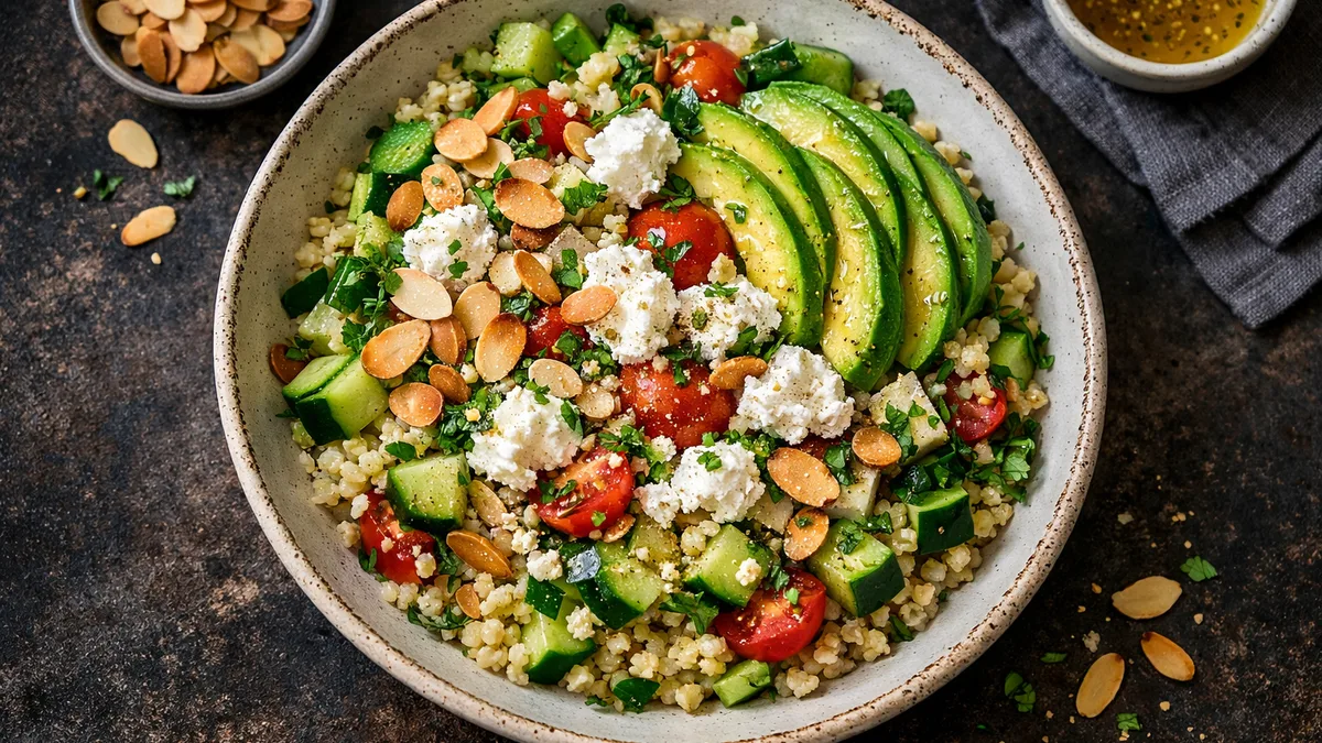 Salade boulgour, avocat & chèvre frais