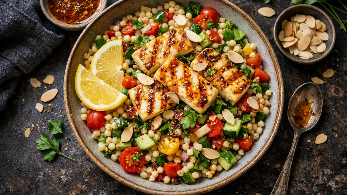 Salade de couscous perlé & halloumi
