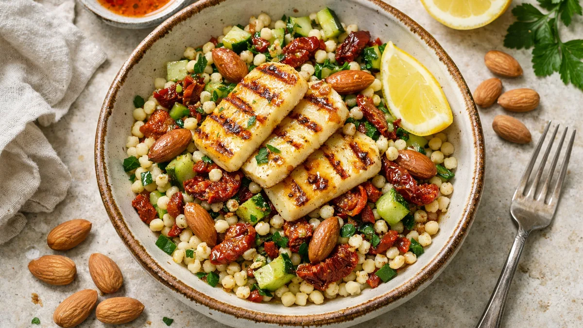 Salade de couscous perlé & halloumi
