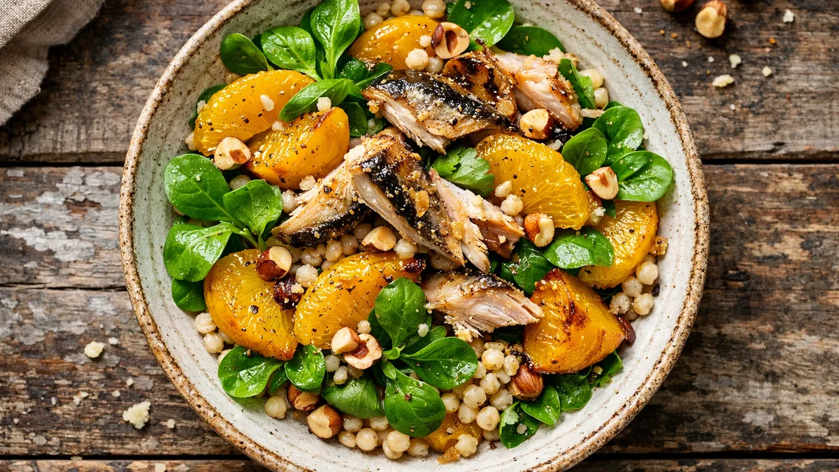 Salade de couscous perlé au maquereau fumé