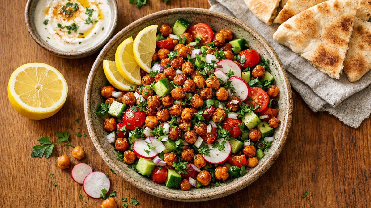 Salade de pois chiches grillés à l'orientale