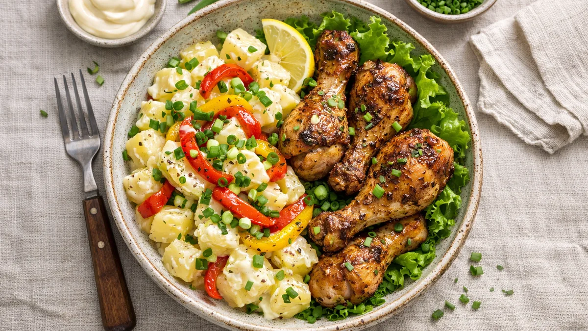 Salade de pommes de terre froide et pilons de poulet