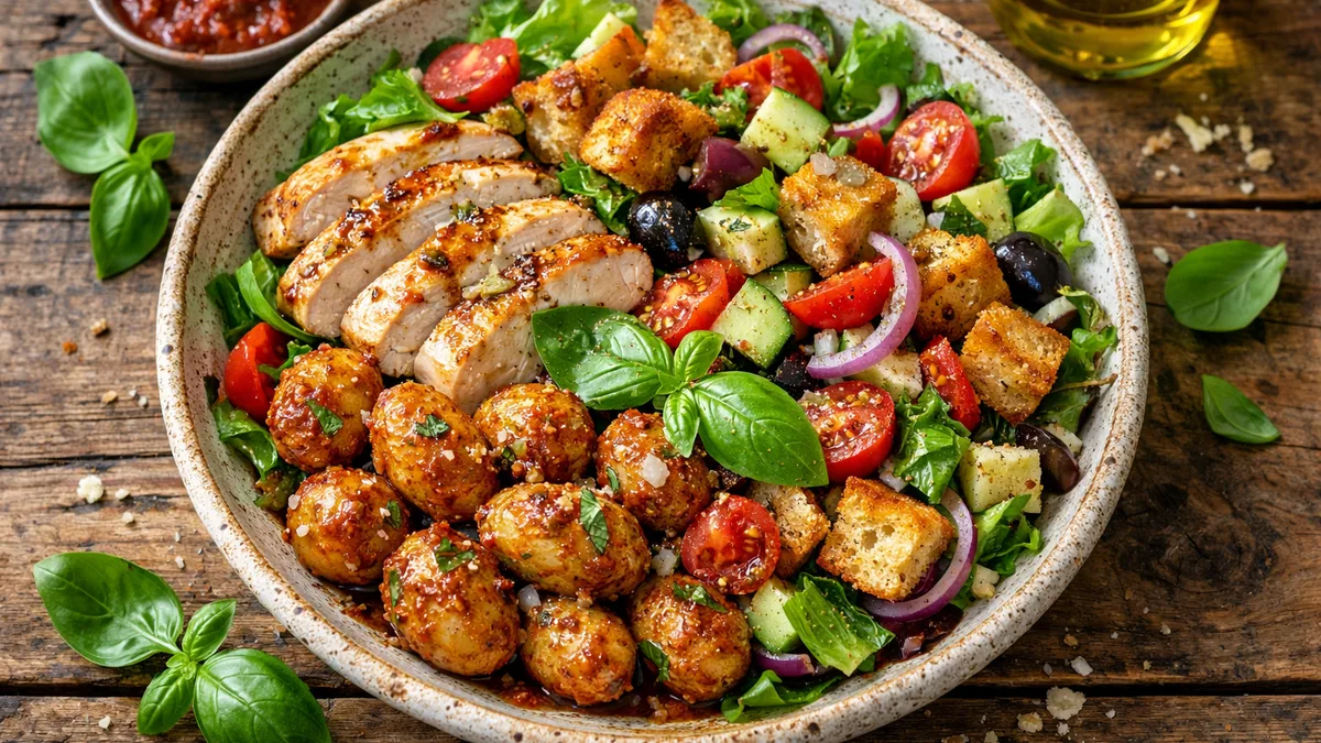 Salade de poulet & panzanella à l'italienne