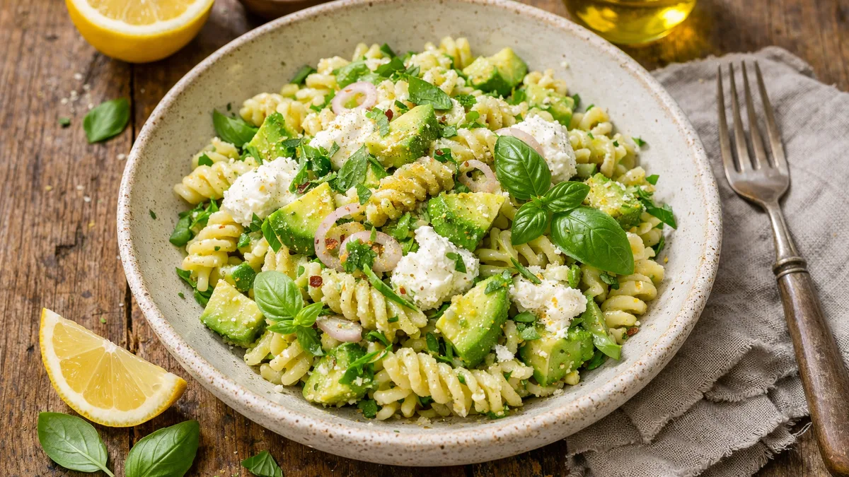 Salade de pâtes à l'avocat et à la ricotta