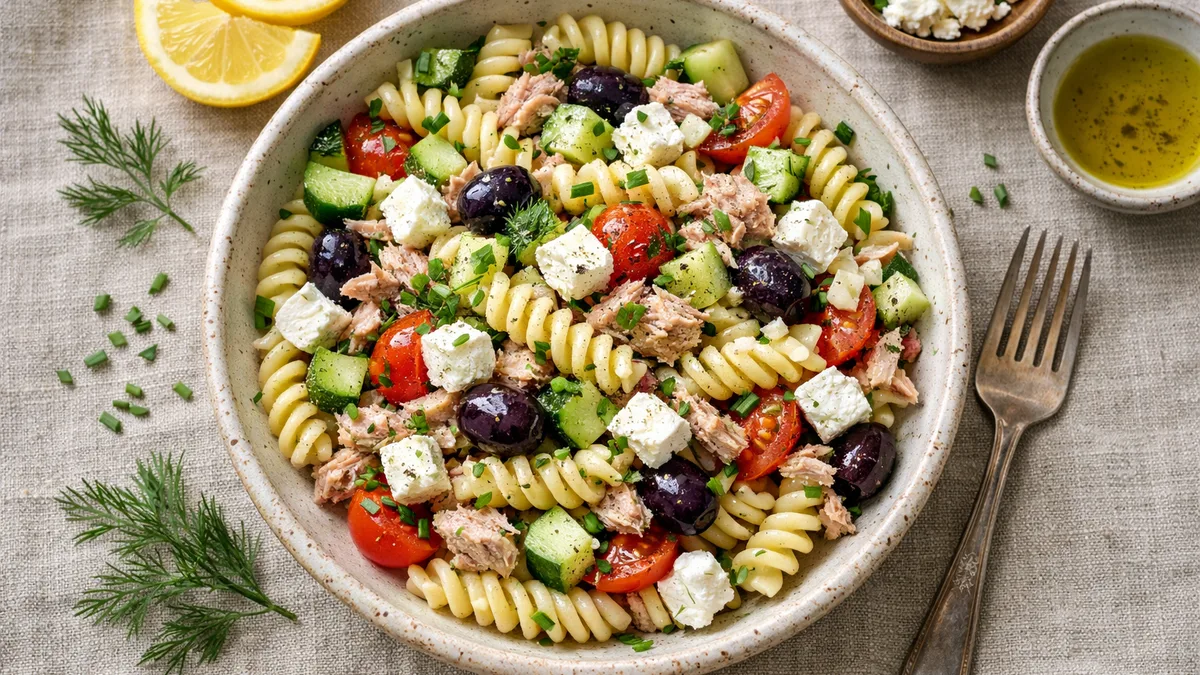 Salade de pâtes à la grecque au thon