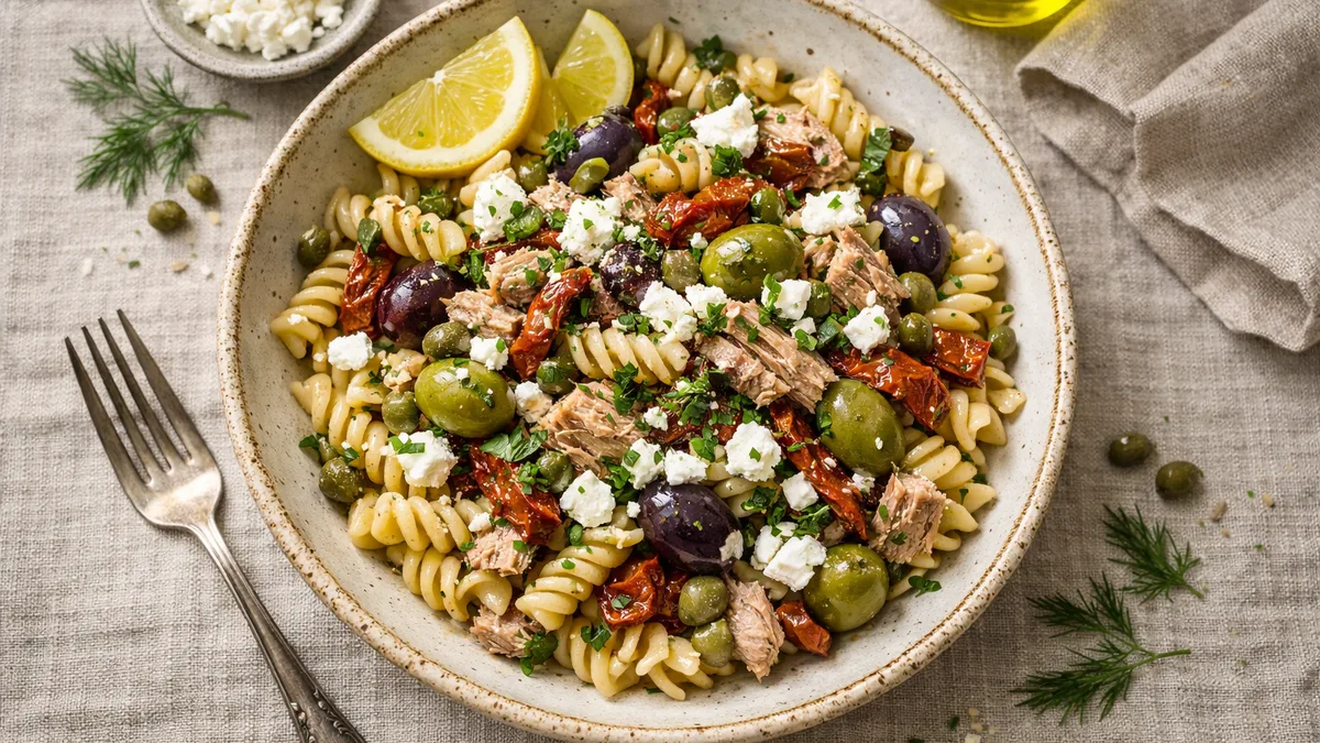 Salade de pâtes à la grecque au thon