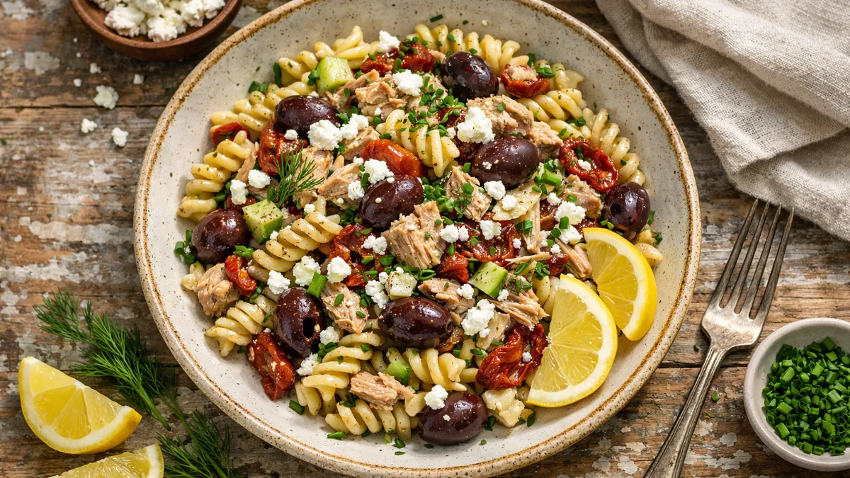 Salade de pâtes méditerranéenne au thon