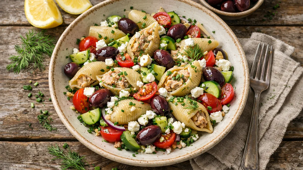 Salade revigorante de pâtes au thon & feta
