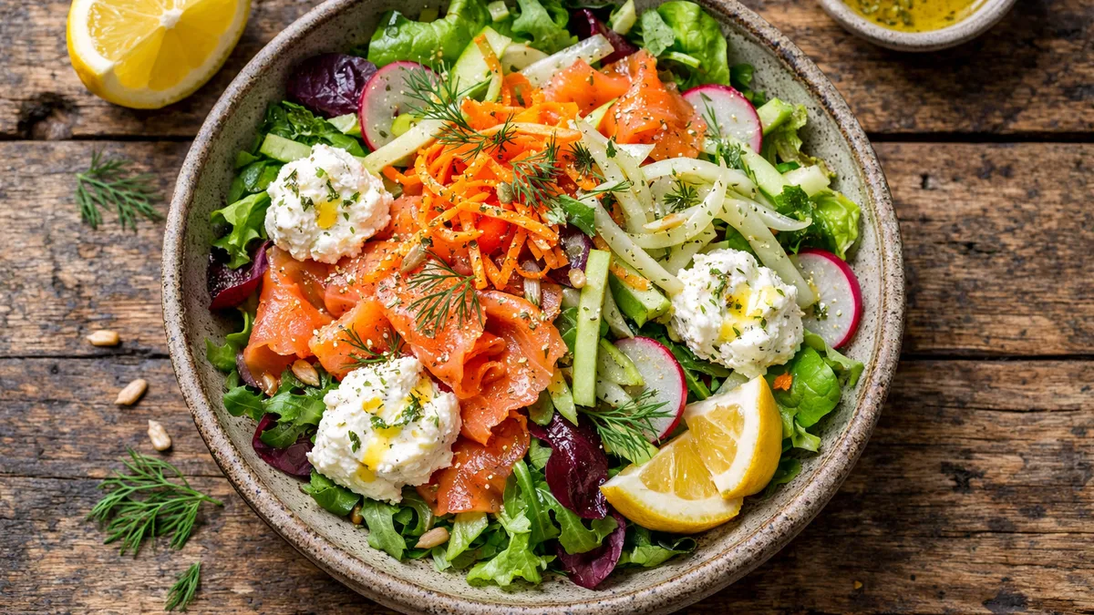 Salade au saumon fumé, fenouil & pomme